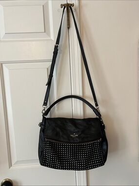 Kate Spade Cobble Hill Little Minka‎ Black Leather Polka Dot Satchel Crossbody
